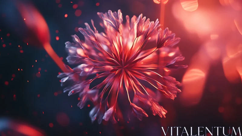 Digital painting macro bloom with luminous bokeh field.