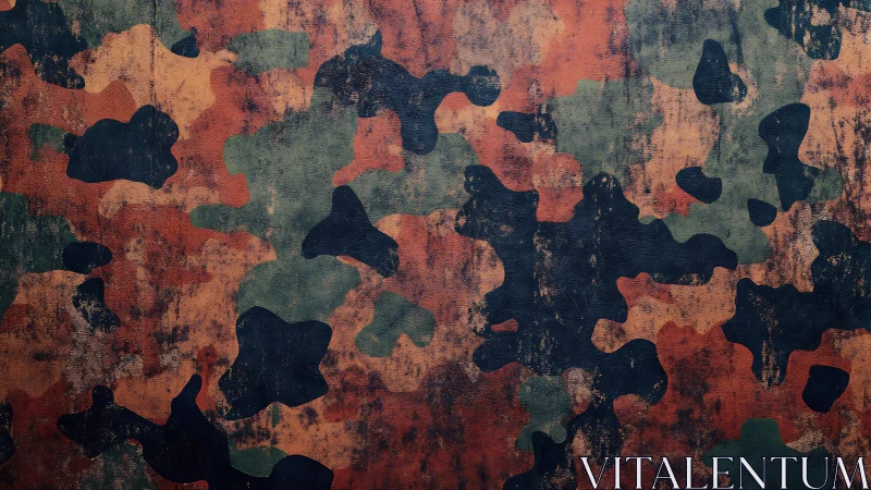 Weathered woodland camouflage texture covers rough surface