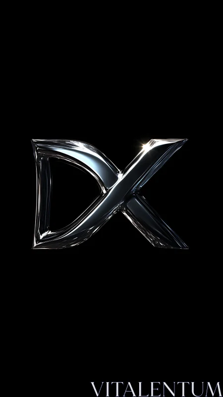 Chromed DX monogram with high-gloss reflective curvature.