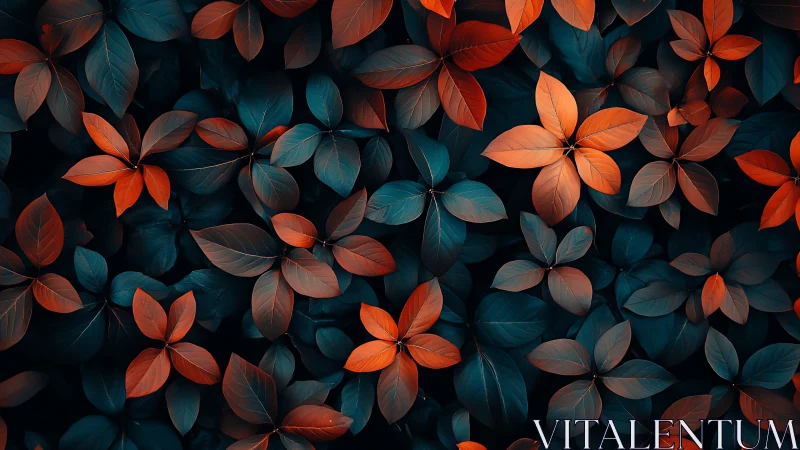 Vibrant orange and teal leaves create a calming forest dream