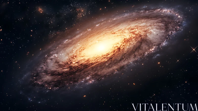 Spiral galaxy core blazing in richly detailed starfield.