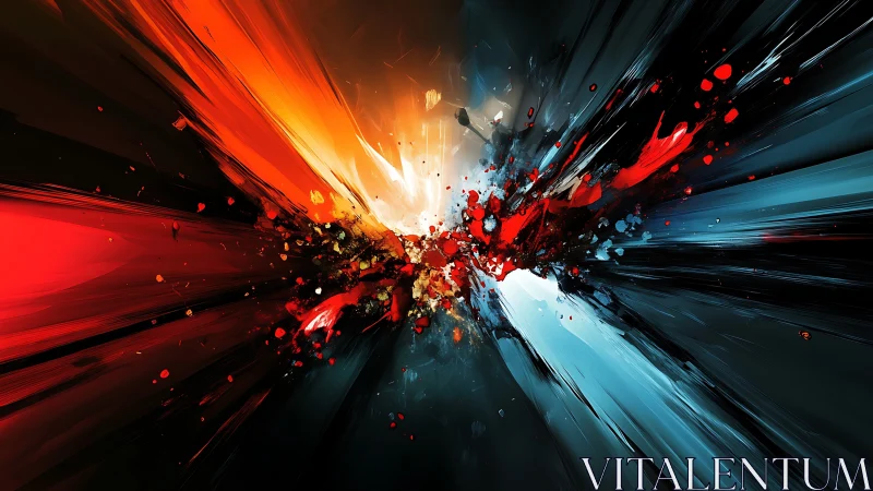 Colorful energy burst paints a bold clash of light and shadow