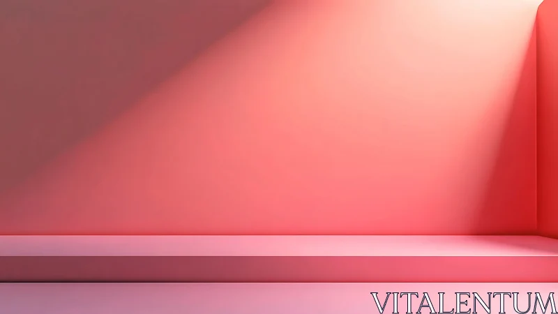 Soft pink display platform glows in angled studio light