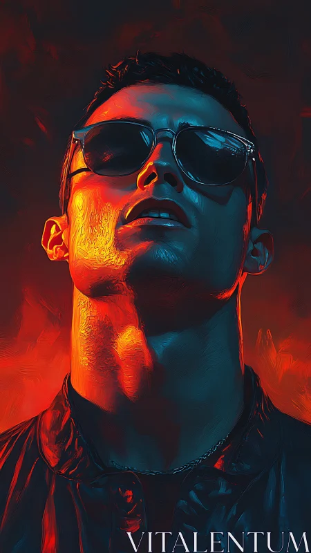 Chromatic portrait under dual-temperature cinematic lighting.