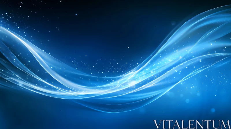 Luminescent blue energy waves over deep cosmic field.