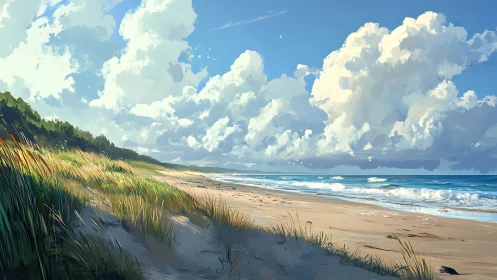 Coastal dune system under cumulonimbus cloudscape dynamics.