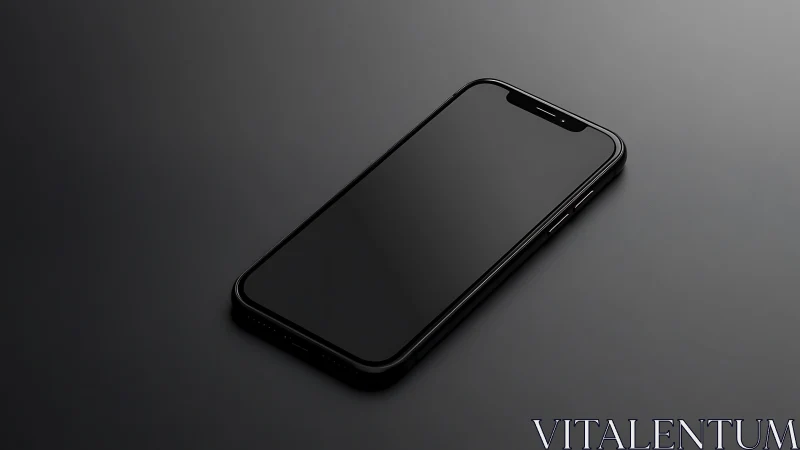 Black Smartphone Resting on Modern Minimalist Surface.