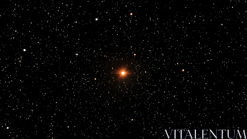 Orange supergiant star glows amid dense galactic starfield