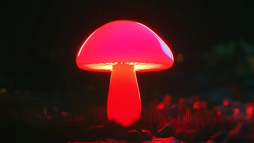 Neon forest mushroom lamp casting midnight fairy-tale glow.