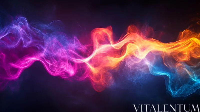 Colored light trails form continuous horizontal flowing band