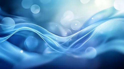 Abstract blue wave design with soft light bokeh in digital art.