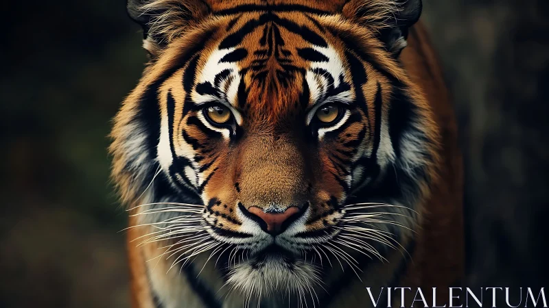 Tiger eyes carve molten pathways through the jungle dusk