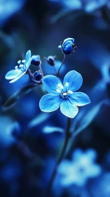 Blue Forget-me-not Flowers with Droplets.