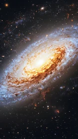 Spiral galaxy core glows against dense starfield in space