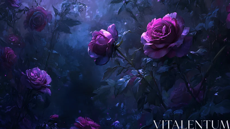 Luminous Peonies in Nocturnal Haze