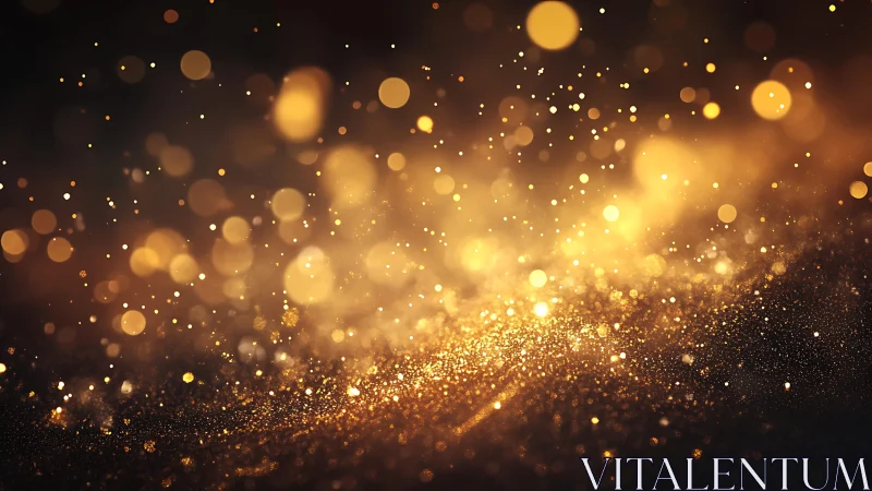 Golden bokeh lights and sparkling glitter abstract festive background.