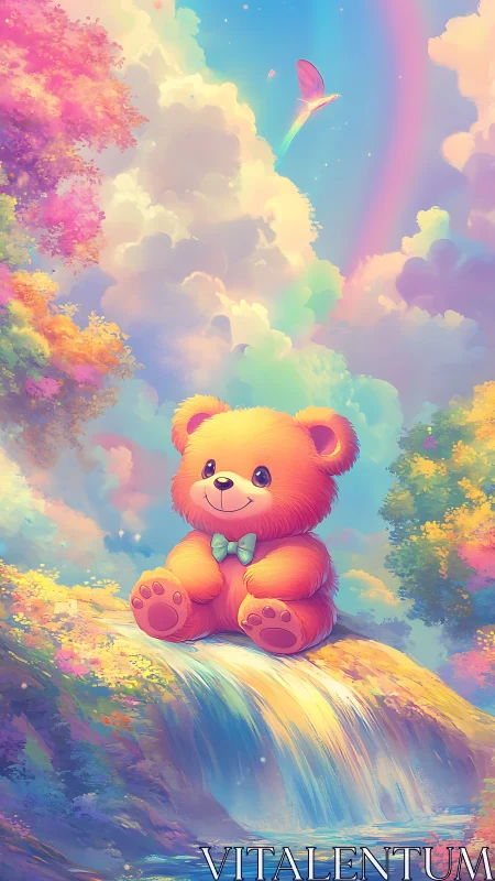 Rainbow brook teddy daydream under sherbet skies.