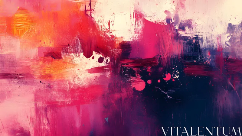 Vibrant Abstract Painting with Bold Brushstrokes and Warm Hues.