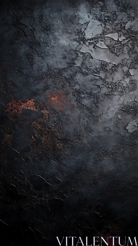 Moody textured stone surface with embers of warm rust.