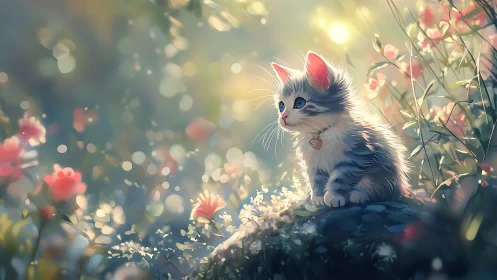 Kitten's Garden Dream in Golden Sunlight.