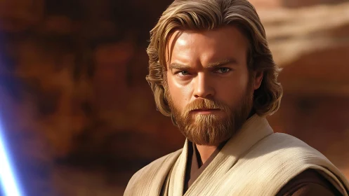 Cinematic Jedi warrior portrait with high-fidelity lighting analysis.