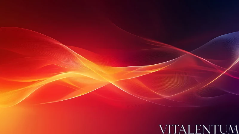 Flowing Wave Ribbons Red Orange Yellow Gradient.