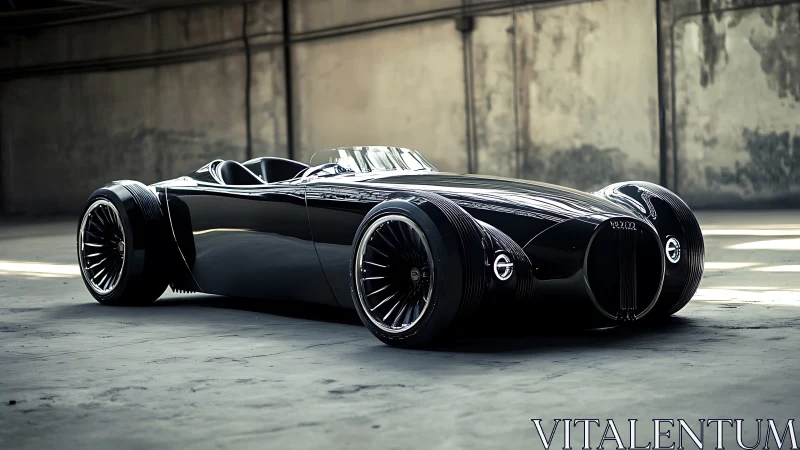 Streamlined black concept roadster merges retro curves and futurism