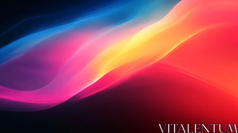 Vibrant neon light waves over dark gradient background.