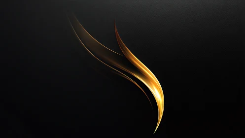 Golden flame curve on deep black modern background.