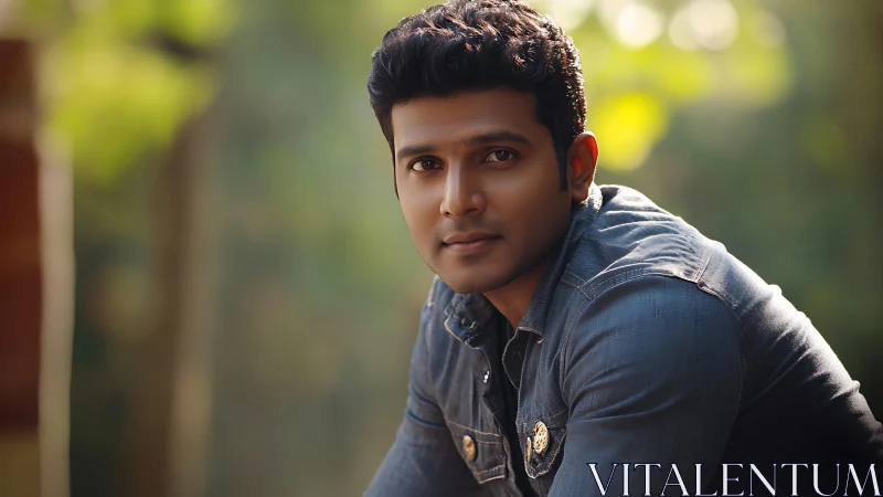 Portrait of a relaxed man outdoors in soft natural light.