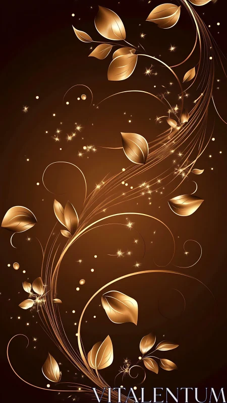 Golden botanical light trails on dark gradient background