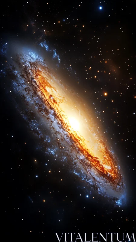 Spiral galaxy core glowing with radiant stellar clusters.