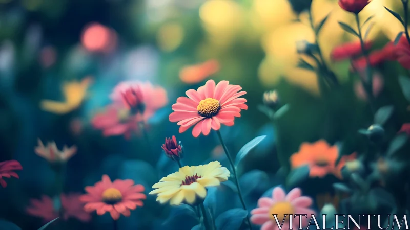 Blooming Gerbera Daisies in Garden Setting.