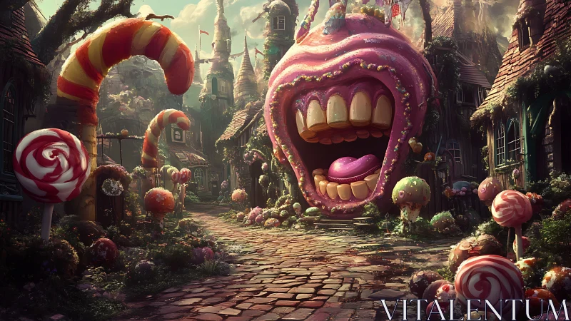 Whimsical Candy Realm with Colossal Monster Gate.