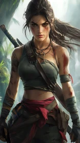 Battle-worn jungle adventurer rendered in cinematic digital art