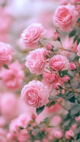Garden's Velvet Whisper: Pink Roses in Soft Focus Bloom.