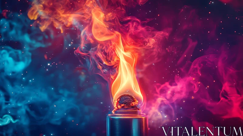 Flame-topped candle burning with intense luminescence