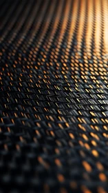 Curved array of metallic tiles with linear orange highlights.