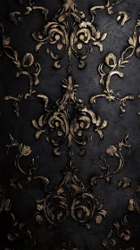 Baroque gold damask pattern on distressed black surface
