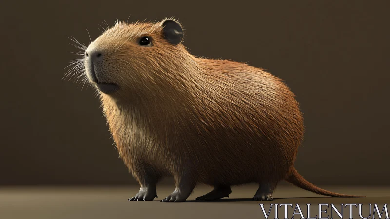 High-detail 3D render of golden-brown capybara on neutral stage