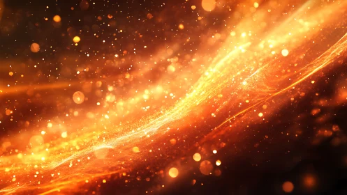 Golden Energy Torrents Cascade Through Luminescent Darkness