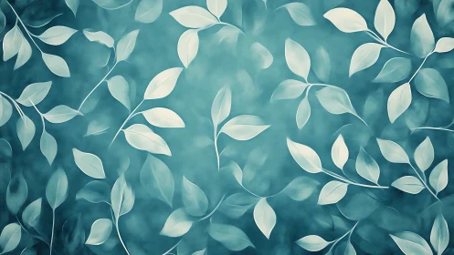 Soft teal foliage pattern creates a calm botanical backdrop