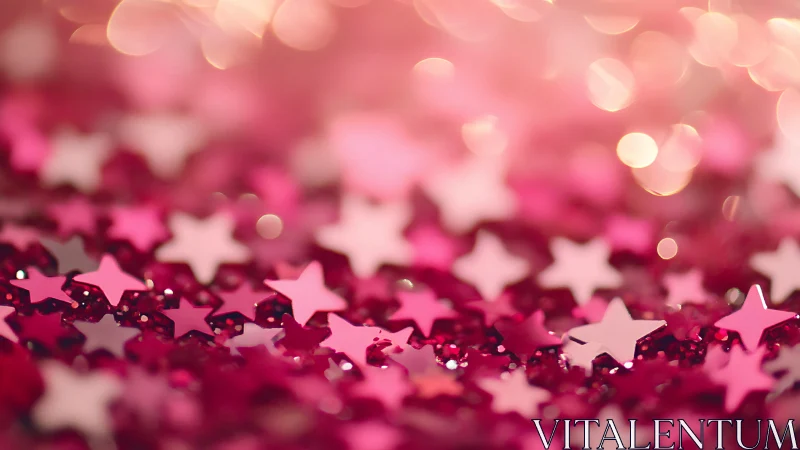Sparkling pink star confetti in a dreamy rosy glow.
