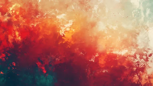 Abstract fiery gradient painting in vivid red and warm cream tones.