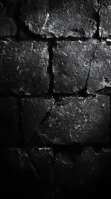 Cracked dark stone wall captures harsh directional side light
