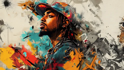 Vibrant street portrait emerges from explosive paint strokes