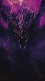 Voidborn dragon erupts from ultraviolet storm of shadows.