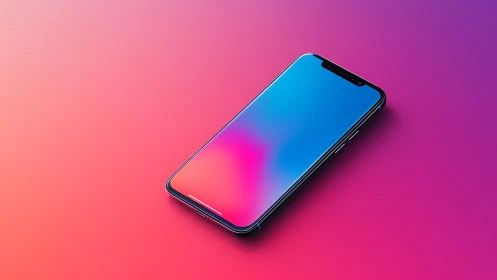 Modern smartphone with gradient display against color gradient background