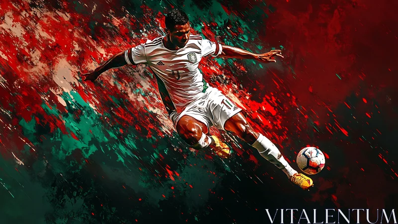 Digital rendering shows footballer striking ball in motion