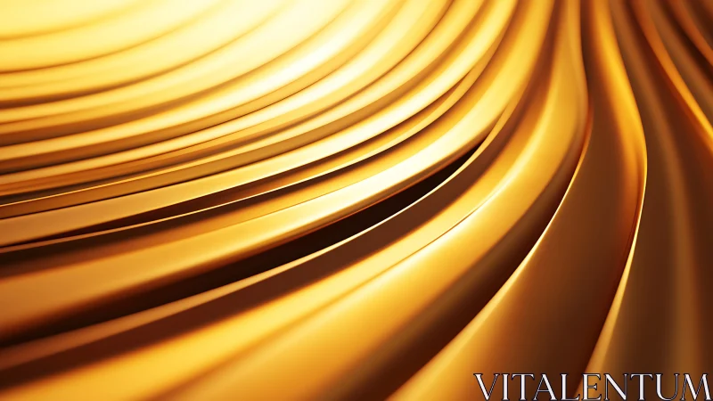 Curved metallic golden bands forming abstract surface.